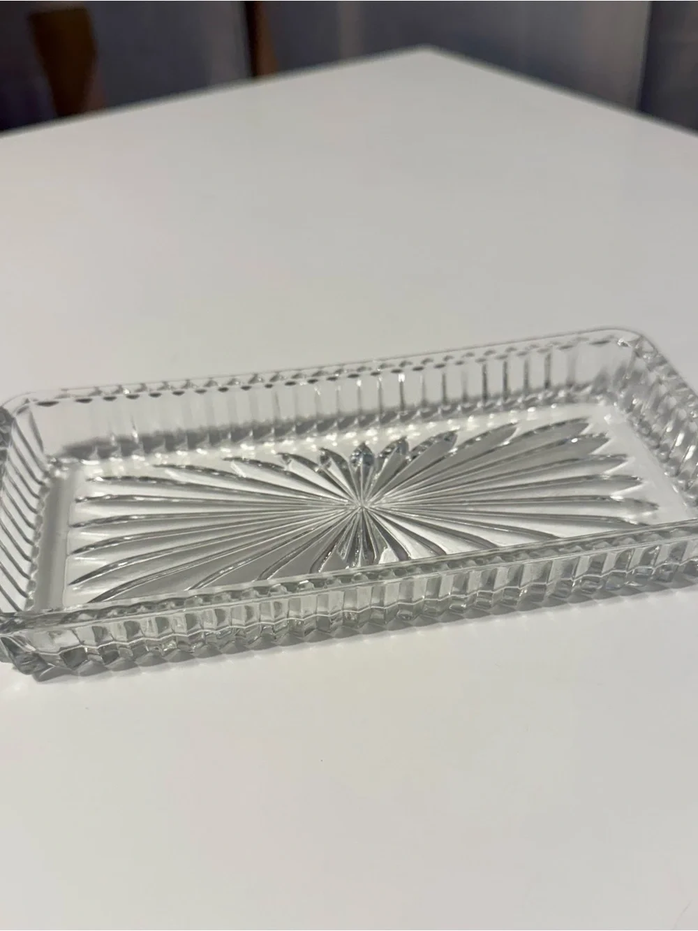 Clear Glass Rectangular Vanity Tray, Trinket Tray 8”x4”